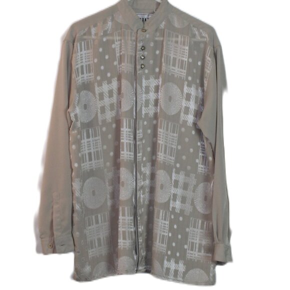 Pronti Collection by Phita Tan, Cream Long Sleeve Dress Shirt Size M - Picture 1 of 10